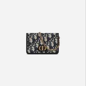 Dior 30 Montaigne Nano Pouch Blue Dior Oblique Jacquard (without gold chain)